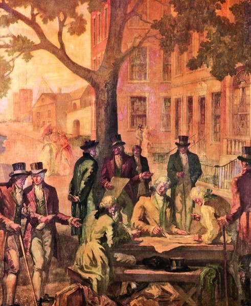 Under the buttonwood tree, 68 Wall St., 
the New York Stock Exchange is born on May 17, 1792.